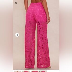 Fashion Nova Women's Hot Pink Lace Wide-Leg Pants